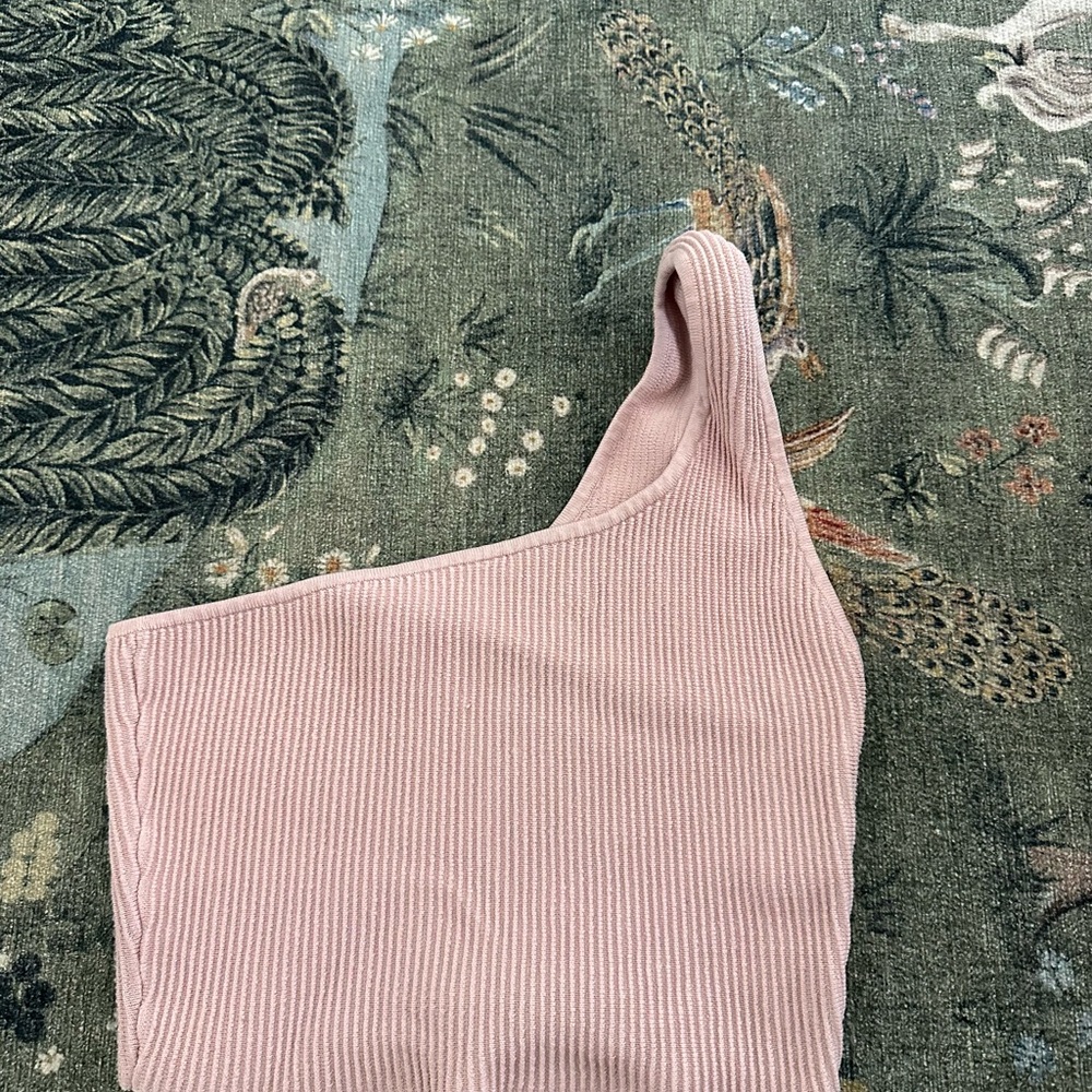 Babaton Light Pink Ribbed Knit Top